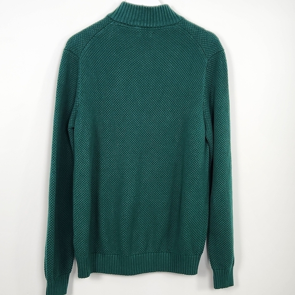 IZOD Men's Green 1/4 Button-up Mockneck Long Sleeve Cotton  Sweater Size L - Picture 10 of 10